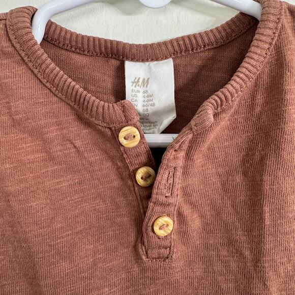 H&M Sleeveless Romper Dark Old Rose Brown Size 4-6 Months Organic Cotton - Picture 3 of 6